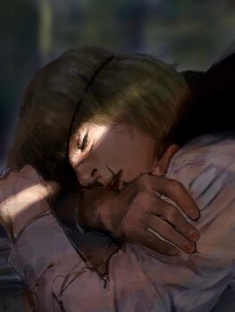 Rule 34 | 1boy, badeni, black tabard, blonde hair, chi.: chikyuu no undou ni tsuite, crack of light, eyepatch, fingernails, highres, k05062688, lips, male focus, medium hair, nose, scar, scar on face, scar on lip, scar on mouth, scar on nose, sleeping, solo, tabard, tonsure