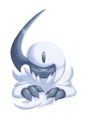 Rule 34 | absol, animal focus, claws, closed eyes, closed mouth, creatures (company), game freak, gen 3 pokemon, horns, nintendo, pokemon, pokemon (creature), simple background, single horn, smile, soruva 359, white background, white hair