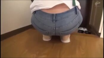 1girl animated asian ass bent_over denim dvdms-144 female_focus japanese_(nationality) jav jeans mature_female pants photo_(medium) pov pov_focus real_life solo sound squatting tagme video