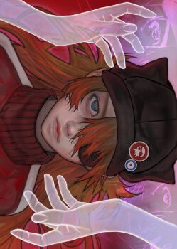 Rule 34 | 1girl, absurdres, animal ear headwear, black hat, blue eyes, commentary, fake animal ears, hat, highres, kangcono, long hair, neon genesis evangelion, orange hair, solo, souryuu asuka langley, turtleneck, untranslatable commentary