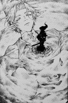 Rule 34 | 2boys, belt, closed eyes, dark link, greyscale, hat, holding, holding shield, holding sword, holding weapon, kandori makoto, link, monochrome, multiple boys, nintendo, outstretched arms, pointy ears, shield, solo, standing, sword, the legend of zelda, the legend of zelda: ocarina of time, traditional media, tunic, underwater, upper body, water, weapon