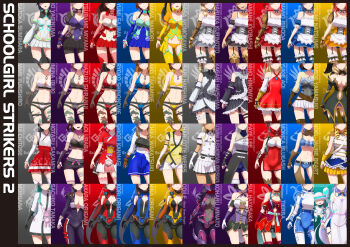 6+girls absurdres aoi_yukie bandaged_arm bandages black_hair blonde_hair blue_hair breasts brown_hair character_name charlotte_weiss chitose_yui choker cleavage clothing_cutout copyright_name detached_sleeves dog_tags drill_hair everyone eyes_out_of_frame fei_li frilled_choker frills glasses gloves green_hair haishima_isari haishima_kagari head_out_of_frame highres hinomiya_niho ibuki_imina japanese_clothes kannagi_shiori kurimoto_haruka kyoubashi_amane minato_koharu minerva_(school_girl_strikers) miyama_tsubame momokawa_sasa monica_blueash morgana_(school_girl_strikers) moshune_(school_girl_strikers) multiple_girls namori_mana natsume_itsumi navel navel_cutout noel-jaune_beart odile_(school_girl_strikers) open_mouth origami_akara origami_hina origami_koori partially_fingerless_gloves purple_hair red_hair rinoda_mano sajima_yumi sakamiya_hotaru school_girl_strikers shinonome_ryouko_(school_girl_strikers) shiranui_hazuki skirt stuffed_animal stuffed_rabbit stuffed_toy sumihara_satoka sunsun69 takamine_ako tanaka_sachiko_(school_girl_strikers) tatianna_alexandrovna_krovskaya tierra-sensei uraba_aoi wakatsuki_chika yaginuma_io yamabuki_kaede_(school_girl_strikers) yukishiro_mari
