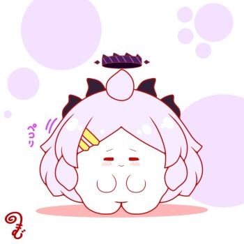 :&gt; ahoge blue_archive blush bowing chibi closed_eyes closed_mouth colored_shadow commentary_request facing_viewer full_body grey_hair hair_ornament hairclip halo hina_(blue_archive) horns kurukurumagical long_hair motion_lines parted_bangs shadow simple_background solo standing translation_request very_long_hair white_background