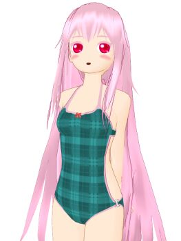 1girl 3d akebifrau bare_arms bare_shoulders commentary_request hata_no_kokoro long_hair pink_eyes pink_hair simple_background sleepwear sleeveless solo touhou white_background