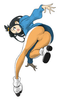 Rule 34 | 1girl, ass, highres, huge ass, lida (pokemon), nintendo, pokemon, pokemon legends: z-a, presenting, presenting ass, simple background, toshinoshin, white background