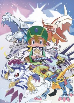 Rule 34 | absurdres, all fours, blonde hair, blue eyes, blue fur, check commentary, commentary request, cyborg, digimon, digimon adventure, digimon adventure: (2020), digimon card game, evolutionary line, gabumon, gabumon x-antibody, garurumon, garurumon x-antibody, green hat, green shirt, hat, highres, holding, holding photo, horns, iei, ishida yamato, lizard, metalgarurumon, omegamon, photo (object), red eyes, shirt, single horn, tai (cheungsk1213), wargreymon, weregarurumon, werewolf, wolf, yellow eyes, yellow scales