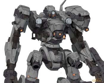 armored_core armored_core_vi:_fires_of_rubicon gun highres loader_4 machine machine_gun mecha no_humans one-eyed robot science_fiction solokov_(okb-999) thrusters weapon white_background