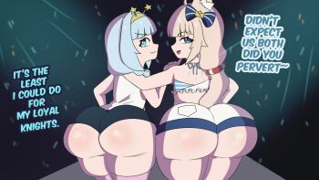 2girls animal_ears animated animated_gif antennae ass ass_shake bad_tag blonde_hair cat_ears english_text fake_antennae hairband highres huge_ass indie_virtual_youtuber jelly_hoshiumi kyojiri_loli loli long_hair long_twintails multiple_girls phase_connect sameko_saba shirt shorts sleeveless sleeveless_shirt tenshio thighs twintails virtual_youtuber