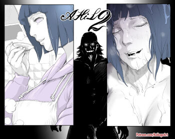 1boy 1girl a_(naruto) after_ejaculation aftersex before_and_after bob_cut breasts cheating_(relationship) cleavage closed_eyes cum cum_on_body cum_on_breasts cum_on_hair cum_on_upper_body dark-skinned_male dark_skin facial facial_hair highres housewife huge_breasts hyuuga_hinata large_breasts mature_female mature_male muscular muscular_male naruto_(series) netorare raikage raikageart short_hair tagme uzumaki_hinata very_short_hair