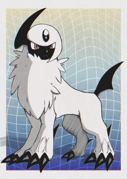 Rule 34 | 359yuyu, absol, absurdres, animal focus, claws, closed mouth, commentary, english commentary, forehead jewel, gen 3 pokemon, highres, horns, nintendo, no humans, pokemon, pokemon (creature), red eyes, single horn, solo, standing