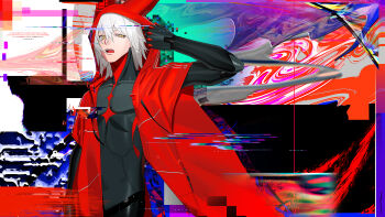 1boy absurdres animal_ear_hood commentary commission english_commentary fake_animal_ears hair_between_eyes highres hood hood_up open_mouth original short_hair signal_1120 skeb_commission solo white_hair yellow_eyes