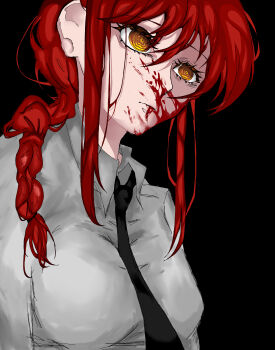 1girl absurdres bad_link blood blood_on_face chainsaw_man highres keitaleila makima_(chainsaw_man) necktie