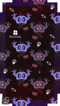 alternate_color blue_eyes candy colored_sclera food full_body gen_6_pokemon halloween hat highres lollipop looking_at_viewer meme_(sleepsheep) nintendo no_humans open_mouth phantump pokemon pokemon_(creature) pokemon_focus pumpkin red_eyes reflection shiny_pokemon swirl_lollipop witch_hat