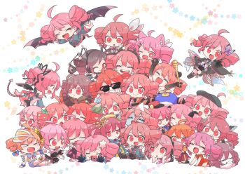 6+girls :3 ahoge annotation_request aqua_kimono bandaged_head bandages belt black_belt black_dress black_footwear black_hairband black_shirt black_sleeves black_wings boots bow brown_hair butterfly_hair_ornament buttons chibi chibi_only china_dress chinese_clothes closed_eyes colored_skin copyright_request cropped_shirt detached_sleeves doraemon doraemon_(character) double-breasted double-parted_bangs dress drill_hair dual_persona flower flying frilled_hairband frills glasses grey_jacket grey_skin grey_skirt hair_between_eyes hair_bow hair_flower hair_ornament hair_ribbon hair_stick hairband hairclip hat holding holding_staff horns index_finger_raised jacket japanese_clothes kasane_neko_(haru57928031) kasane_teto kasane_teto_(halloween) kasane_teto_(sv) kasane_teto_(utau) kepi kimono layered_sleeves leaf_hair_ornament liar_dancer_(synthesizer_v) meishou_roman_(utau) mesmerizer_(vocaloid) microphone miku_symphony_(vocaloid) military_hat mimi_no_aru_robot_no_uta_(utau) mob_cap multiple_girls naboo one_eye_closed outstretched_arms override_(synthesizer_v) pink_hair pleated_dress pleated_skirt project_diva_(series) project_diva_f red_belt red_dress red_eyes red_hair red_hat red_skirt ribbon shirt shorts shoulder_belt simple_background skirt skirt_set smile smiley_hat_ornament solid_oval_eyes staff star-shaped_pupils star_(symbol) star_hair_ornament sweatdrop symbol-shaped_pupils synthesizer_v teeth tetofes twin_drills upper_teeth_only utau white_background white_bow white_dress white_ribbon white_shirt wings yoshiwara_lament_(utau)