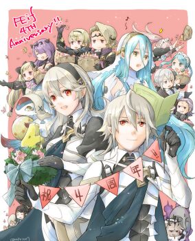 6+girls anklet armor azura_(fire_emblem) black_armor blue_cape blue_hair blush breasts brothers camilla_(fire_emblem) cape cleavage female_corrin_(fire_emblem) male_corrin_(fire_emblem) dress elbow_gloves elise_(fire_emblem) fingerless_gloves fire_emblem fire_emblem_fates fire_emblem_heroes gloves hair_between_eyes hair_ornament hair_over_one_eye hairband hinoka_(fire_emblem) jewelry large_breasts leo_(fire_emblem_fates) lips long_hair multiple_girls nintendo pegasus pegasus_knight_uniform_(fire_emblem) pointy_ears polearm purple_eyes purple_hair red_eyes red_hair robaco ryoma_(fire_emblem) sakura_(fire_emblem) siblings takumi_(fire_emblem) thighs tiara veil very_long_hair wavy_hair weapon white_hair xander_(fire_emblem) yellow_eyes