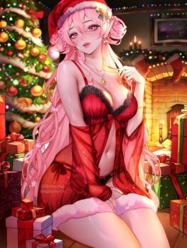 aglayaartist blossum_(vtuber) christmas commentary english_commentary highres