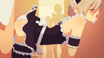 2boys 3others all_fours anal animated animated_gif apron arched_back ass bare_shoulders black_legwear blonde_hair blush borrowed_character brown_hair bulge closed_eyes clothed_sex crossdressing crossdressing_(mtf) cum cum_in_ass cum_in_mouth cum_overflow cumdrip doggystyle dress ejaculating_while_penetrated ejaculation erection erection_under_clothes foreskin frilled_legwear frills from_side handsfree_ejaculation happy_sex headdress indoors looping_animation maid maid_apron maid_headdress male_focus male_maid male_penetrated multiple_boys multiple_others nikcib onlookers open_mouth orgasm panties penis phimosis po-ju public_indecency rankou_kyoushitsu ribbon sex sex_from_behind shirt short_dress short_hair sleeveless sleeveless_dress testicles thighhighs tongue tongue_out trap uncensored underwear waist_apron white_panties white_shirt yaoi