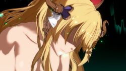 2girls 3d animated blonde_hair breasts brown_hair fighting granblue_fantasy granblue_fantasy_versus:_rising highres katalina_(granblue_fantasy) multiple_girls nipples nude nude_filter nude_mod outdoors sound sword tagme third-party_edit video vira_(granblue_fantasy) weapon