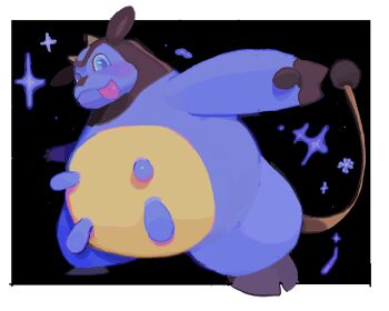 alternate_color black_background blue_eyes commentary english_commentary full_body gen_2_pokemon looking_at_viewer microsoft_paint_(medium) miltank momopatchi nintendo no_humans pokemon pokemon_(creature) shiny_pokemon simple_background solo standing tongue tongue_out
