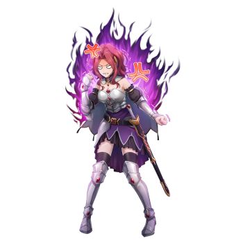 1girl anger_vein angry armor armored_boots artist_request aura bare_shoulders black_choker black_skirt black_sleeves black_thighhighs boots bracer breasts cape choker cleavage clenched_hands clenched_teeth closed_mouth couter dark_aura detached_sleeves dress frilled_choker frills full_body furious game_cg gem gold_armband gold_trim greaves hand_up looking_at_viewer malty_s_melromarc medium_breasts medium_hair miniskirt o_o official_art open_mouth pleated_skirt poleyn purple_choker purple_dress red_gemstone red_hair sabaton scabbard sheath sheathed short_cape sidelocks simple_background skirt skirt_under_dress sleeveless sleeveless_dress smile solo standing strapless strapless_dress sword tachi-e tate_no_yuusha_no_nariagari tate_no_yuusha_no_nariagari_rerise teeth thighhighs transparent_background trembling two-tone_choker v-shaped_eyebrows v-shaped_eyes vambraces weapon white_cape zettai_ryouiki