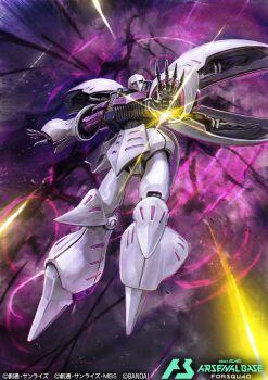 axis_(gundam) beam_cannon card_(medium) commentary_request copyright_logo copyright_name copyright_notice gundam gundam_arsenal_base hayaken_sarena logo looking_at_viewer mecha mecha_focus mobile_suit neo_zeon no_humans official_art qubeley robot science_fiction zeta_gundam