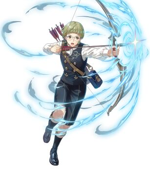 Rule 34 | 1boy, ascot, attack, bow (weapon), drawing bow, fire emblem, fire emblem: three houses, fire emblem heroes, garreg mach monastery uniform, glasses, green eyes, highres, holding, holding bow (weapon), holding weapon, ignatz victor, nintendo, non-web source, official art, parted lips, round eyewear, running, solo, weapon