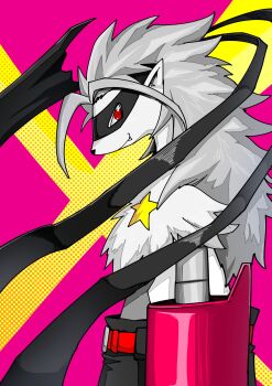 digimon digimon_(creature) eikenkobayashi fang looking_at_viewer mask star_(symbol) wolvermon