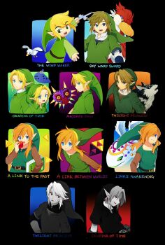 6+boys age_comparison alternate_universe apple armor belt bird black_belt black_border black_hat black_tunic blue_eyes book border brown_shoes chainmail child collared_shirt commentary_request copyright_name dual_persona earrings food fruit green_hat green_tunic hair_over_one_eye hat highres holding holding_book holding_food holding_fruit holding_instrument instrument jewelry ktmr_mgmg link loftwing long_hair majora_(entity) mask multiple_boys nintendo ocarina open_mouth parted_bangs parted_lips phrygian_cap pointy_ears red_eyes shirt shoes short_hair sidelocks smile swept_bangs the_legend_of_zelda the_legend_of_zelda:_a_link_between_worlds the_legend_of_zelda:_a_link_to_the_past the_legend_of_zelda:_link's_awakening the_legend_of_zelda:_majora's_mask the_legend_of_zelda:_ocarina_of_time the_legend_of_zelda:_skyward_sword the_legend_of_zelda:_the_wind_waker the_legend_of_zelda:_twilight_princess toon_link triforce tunic upper_body white_hair white_shirt wolf_link