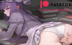 1girl animated ass ass_focus audible_speech blinking blush book bouncing_ass bouncing_breasts breasts cum curvy ejaculation embodiment_of_scarlet_devil female_ejaculation female_ejaculation_through_clothes female_orgasm fingering fingering_through_clothes groping hand_in_another's_panties hat hat_ornament henkawa hetero highres huge_ass interior japanese_audio large_breasts library live2d long_hair moaning mob_cap open_mouth orgasm panties patchouli_knowledge pov purple_eyes pussy_juice skirt sound subtitled tagme thick_thighs thighs through_clothes touhou trembling underwear vaginal video white_panties wide_hips