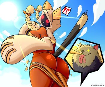 animal_ears ass blazblue blush cat cat_ears cat_girl cat_tail dog erect_tail highres hood hype_dog red_eyes tail taokaka