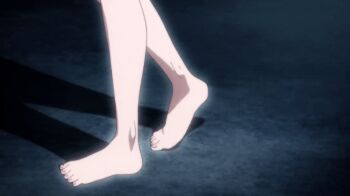 10s 1girl 2011 ahoge animated animated_gif anime_screenshot bare_shoulders barefoot blue_eyes blue_hair bow bowtie breasts denpa_onna_to_seishun_otoko female_focus hair_spread_out legs long_hair night night_sky parking_lot plaid_clothes plaid_skirt pleated_skirt red_bow shirt skirt sky small_breasts solo sparkle tagme touwa_erio wavy_hair white_shirt wind