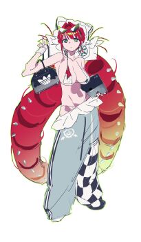 1girl 2pineapplepizza bikini breasts groin large_breasts long_hair pants red_hair sunglasses swimsuit tagme