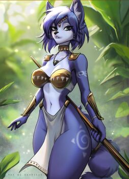 absurdres armor bikini_armor blue_fur fox furry furry_female highres krystal loincloth nintendo sadbitch solo star_fox