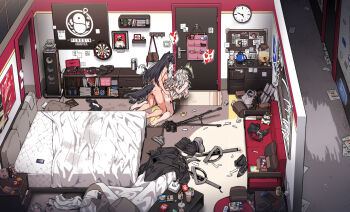 1futa 1girl absurdly_detailed_composition absurdres animal_ears arknights arms_behind_back ass ass_grab bag bean_bag_chair bed black_footwear black_hair black_jacket black_shorts boots bottle bound bound_arms box bra breasts brown_bag bulletin_board camera can cardboard_box character_doll chest_of_drawers clock couch cushion dartboard doggystyle doll door doorway drinking_straw electrical_outlet emperor_(arknights) exusiai_(arknights) futa_with_female futanari grey_hair grey_panties hair_ornament hairclip hallway handbag heart highres implied_futanari jacket kataokasan kettle lappland_(arknights) large_breasts loaded_interior long_hair material_growth medium_breasts motion_lines nintendo_switch nintendo_switch_pro_controller nipples oripathy_lesion_(arknights) panties penguin_logistics_logo phonograph pink_bra pitcher_(container) scroll sex sex_from_behind shorts sidelocks snack speaker spoken_heart stuffed_animal stuffed_rabbit stuffed_toy sweatdrop sword tail tape tape_bondage texas_(arknights) trash_can trembling tripod underwear unworn_boots unworn_bra unworn_jacket unworn_panties unworn_shorts vinyl_record wall_clock weapon window window_blinds wire wolf_ears wolf_girl wolf_tail