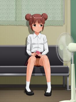 1girl censored female_focus highres idolmaster loli multiple_girls no_panties pussy sitting solo takatsuki_kasumi tsupan upskirt
