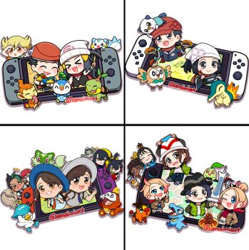 Rule 34 | > <, 6+boys, 6+girls, :o, ^ ^, amaimi, aqua eyes, arven (pokemon), backpack, bag, barry (pokemon), beanie, berry (pokemon), black hair, black hat, blonde hair, blue eyes, blue hair, blue pants, blue shirt, blush, blush stickers, book, braid, bright pupils, brown eyes, brown hair, brown jacket, carmine (pokemon), cellphone, chibi, chibi only, chikorita, chimchar, closed eyes, closed mouth, collared shirt, colored inner hair, commentary request, croissant, cropped sweater, curry, cyndaquil, dark-skinned female, dark-skinned male, dark skin, dawn (pokemon), dipplin, eating, evolution stone, evolutionary stone, fangs, fire, fist bump, flag, floette, floette (eternal), florian (pokemon), food, fruit, fuecoco, galaxy team survey corps uniform, gen 1 pokemon, gen 2 pokemon, gen 4 pokemon, gen 5 pokemon, gen 6 pokemon, gen 7 pokemon, gradient hair, green hair, green jacket, grey eyes, grey hat, grey pants, grey shirt, hair between eyes, hair ornament, hair over one eye, hairband, hairclip, hand on own face, harmony (pokemon), hat, head rest, headscarf, hisuian poke ball, holding, holding book, holding food, holding fruit, holding pickaxe, holding plate, holding pokedex, holding strap, holding tera orb, jacket, juliana (pokemon), kieran (pokemon), lida (pokemon), long hair, lucas (pokemon), midriff, multicolored hair, multiple boys, multiple girls, naranja academy school uniform, naveen (pokemon), navel, necktie, nemona (pokemon), nintendo, nintendo switch, nintendo switch - oled model, nintendo switch 2, nostrils, notice lines, object on head, on head, one eye closed, open book, open clothes, open jacket, open mouth, oran berry, orange eyes, orange necktie, oshawott, pachirisu, pants, paxton (pokemon), penny (pokemon), phone, pickaxe, pink eyes, pink hair, pink scarf, piplup, plate, poffin, poke ball, pokedex, pokemon, pokemon (creature), pokemon brilliant diamond and shining pearl, pokemon legends: arceus, pokemon legends: z-a, pokemon on head, pokemon scarlet and violet, poltchageist, ponytail, prism tower, purple hair, purple necktie, quaxly, razz berry, red eyes, red hair, red hat, red scarf, red sweater, rei (pokemon), rotom, rotom phone, rowlet, scarf, school uniform, scraggy, senbei, shirt, short hair, short sleeves, simple background, single braid, sitrus berry, smartphone, smile, sprigatito, starter pokemon trio, staryu, sweater, taunie (pokemon), teeth, tepig, tera orb, through medium, through screen, thunder stone, totodile, tower, turtwig, twitter username, two-tone hair, undercut, urbain (pokemon), uva academy school uniform, white background, white hat, white headscarf, white pupils, white shirt, wide brim, writing, yellow eyes, yellow hairband