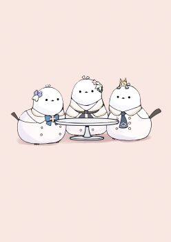 1girl animal_ears animal_focus animalization bird black_neckerchief blonde_hair blue_archive blue_bow blue_bowtie blue_necktie bow bowtie buttons capelet double-breasted flower fox_ears fox_girl hair_flower hair_ornament hair_ribbon highres mika_(blue_archive) mini_person minigirl nagisa_(blue_archive) neckerchief necktie on_head pink_background purple_flower ribbon round_table se-u-ra seia_(blue_archive) simple_background table tea_party_(blue_archive) white_bird white_capelet white_flower white_ribbon