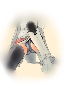 10s 1girl benjamin head_out_of_frame highres komadori_renge long_hair panties pantyshot red_eyes sekai_seifuku:_bouryaku_no_zvezda sitting thighhighs underwear upskirt vignette white_robin