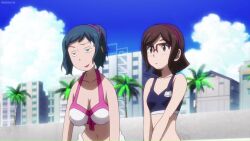 10s 2girls 3boys animated anime_screenshot ass audible_speech ball beach beachball bikini bikini_skirt blue_eyes blue_hair blue_male_swimwear blush breasts brown_hair cleavage collarbone drawstring english_audio fat fat_man flip-flops frilled_bikini frills glasses gundam gundam_build_fighters hairband highres iori_rinko iori_sei knees_together_feet_apart kousaka_china large_breasts legs lipstick makeup male_swimwear mature_female multiple_boys multiple_girls navel old old_man plaid_clothes print_male_swimwear print_swimsuit purple_scrunchie ramba_ral red_hair red_male_swimwear reiji_(gundam_bf) sandals sarong scrunchie sideboob small_breasts sound sparkle sunrise_(company) swim_trunks swimsuit tagme tankini topless_male video white_bikini yellow_male_swimwear