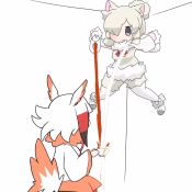 2girls alpaca_suri_(kemono_friends) animal_ears animated bow bowtie cicada_block_(meme) commentary cup decantering grey_eyes japanese_crested_ibis_(kemono_friends) kemono_friends meme milk multiple_girls pouring simple_background tail taro_(tontaro) tea teacup teapot video