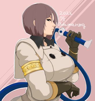 1girl brown_hair daimaru_(s29y2c) daimarung female_focus gloves highres military short_hair the_king_of_fighters whip whip_(kof)
