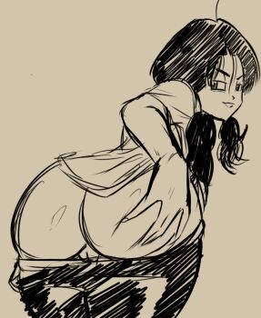 1girl ass ass_grab dragon_ball dragonball_z long_hair mooning videl