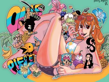 franky_(one_piece) giant giantess highres jinbe_(one_piece) monkey_d._luffy nami_(one_piece) nico_robin non-web_source roronoa_zoro sanji_(one_piece) tony_tony_chopper usopp