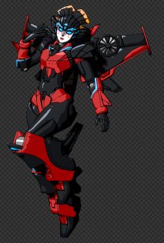 1girl 3d andypurro autobot blender_(medium) blue_eyes humanoid_robot makeup mechanical_wings panties red_lips red_panties robot robot_girl solo transformers underwear windblade wings