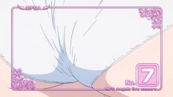 1girl animated anime_screenshot ass ass_focus butt_crack camera female_focus gluteal_fold lowleg lowleg_panties mf_ghost panties pov race_queen saionji_ren sound thigh_gap underwear video viewfinder white_panties zooming_in