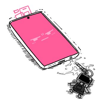 asahina_yoshitoshi blue_archive cellphone character_charm charm_(object) halo kei_(orange_robot)_(blue_archive) object_focus phone pink_halo rectangular_halo sexually_suggestive simple_background smartphone suggestive_fluid white_background