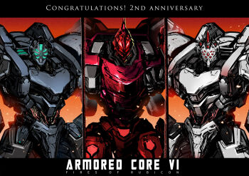 allmind_(armored_core_vi) armored_core armored_core_vi:_fires_of_rubicon artificial_eye ayre_(armored_core_vi) dtcy fromsoftware g5_iguazu_(armored_core_vi) hal_826 handler_walter highres machinery mecha mecha_focus mechanical_arms mechanical_eye mechanical_hands mechanical_legs multiple_mecha no_humans robot science_fiction thrusters