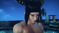 1boy 1girl 3d animated anus ass black_hair bracelet breast_press breasts capcom completely_nude cowgirl_position fat fat_man girl_on_top glasses grand_theft_auto han_juri hetero huge_ass huge_breasts huge_penis huge_testicles jewelry lester_(gta) lying medium_hair muscular muscular_female nipples nude open_mouth penis pool purple_eyes rockstar sex short_hair sound straddling street_fighter testicles urbanator vaginal veins veiny_penis video