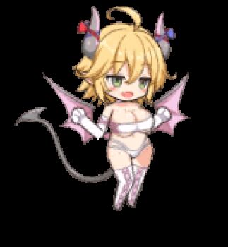 1girl :d ahoge animated animated_gif artist_request blinking blonde_hair blue_ribbon blush blush_stickers boots breasts chibi cleavage demon_girl demon_tail demon_wings elbow_gloves fang flapping full_body gloves green_eyes grey_horns hair_between_eyes horn_ornament horn_ribbon horns idle_animation lace-up_boots large_breasts lowres mon-musu_quest! monster_girl monster_musume_td multicolored_horns official_art open_mouth oppai_loli panties pink_boots pink_horns pink_wings pointy_ears rami_(mon-musu_quest!) red_ribbon revealing_clothes ribbon short_hair simple_background slit_pupils smile solo strapless tail thigh_boots third-party_source transparent_background tube_top two-tone_horns underboob underwear white_gloves white_panties white_tube_top wings