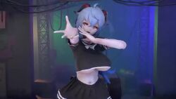3d animated ass audible_music black_pantyhose blue_hair bouncing_breasts breasts crop_top dancing ganyu_(genshin_impact) genshin_impact high_heels large_breasts navel pantyhose skirt sound tagme thick_thighs thighband_pantyhose thighs underboob video